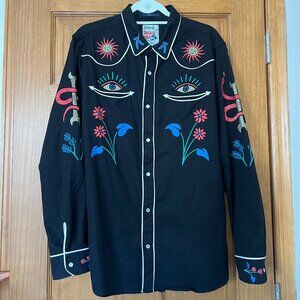 ROARK On The Range Long Sleeve Embroidered Western Shirt Black L